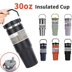 IceFlow Stainless Steel Tumbler - Vacuum Insulated Water BottleCold for 12 Hours or Iced for 2 Days, Black 2.0, 30oz