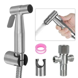 Combo Stainless Toilet Bidet Sprayer for Toilet-Adjustable Water Pressure Control