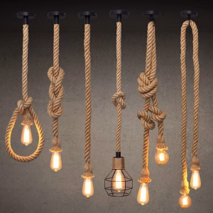Vintage Hemp Rope Pendant Lights Attic Personality Industrial E27 Indoor Lightings
