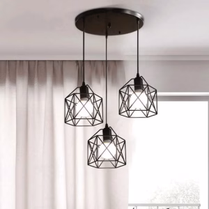 Vintage Pendant Lamp 3 head  Hanging Lamp Ceiling Chandelier Metal Shade E27 Black