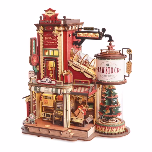DIY- Moving Dream  Factory 3D Wooden Puzzle Christmas Gifts Toy with Light and Music