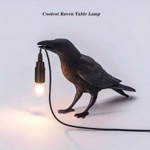 E14 Bulb with Plug Gothic Raven Lamp Vintage Resin Bird Lamp