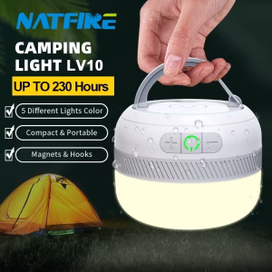 230 Hour Camping Flashlight with Magnet Lighting Fixture Tent Fishing Portable Emergency Light