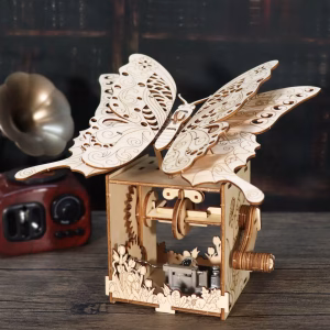 DIY-3d Wooden Puzzle Hand Butterfly Music Box