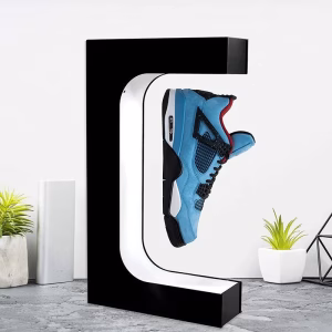 LED Floating Shoe Rack 360 Degree Auto Rotate Display Stand Shoes Shop Sample Showcase Shoes Rack Sneaker Storage