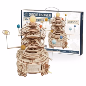 DIY- 316PCS Rotatable Mechanical Orrery DIY Wooden Model Building Block Kits
